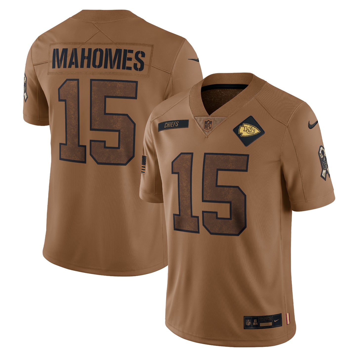 Patrick Mahomes Kansas City Chiefs Nike 2023 Salute To Service Limited Jersey - Brown